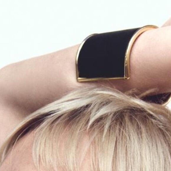 Ralph Lauren Collection Lamb Leather Goldtone Extra Wide Cuff Bracelet - Picture 9 of 16